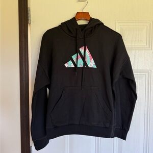 NWT black adidas hoodie tie dye logo - M